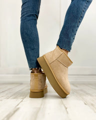 Corkys Room Service Booties-Camel Faux Suede