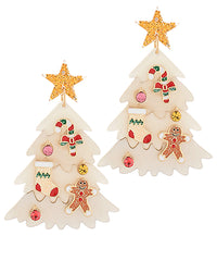 Decorated Christmas Tree Earrings-3 Colors