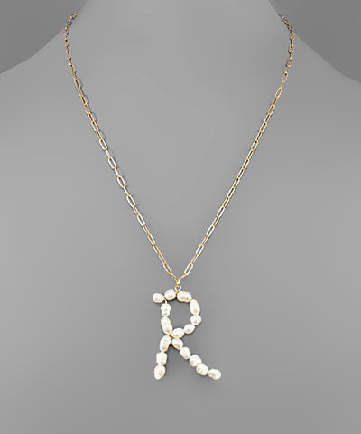 Pearl Initial Necklace-Multiple Options