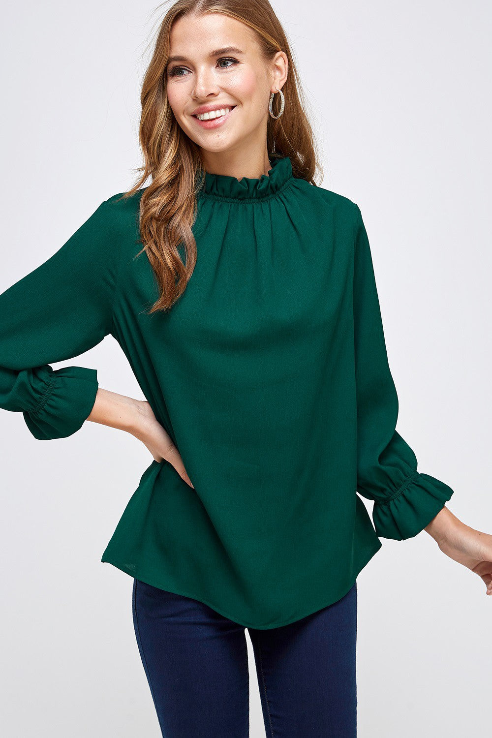 Ruffled Neckline and Sleeve Top