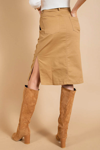 Sommer Midi Khaki Skirt