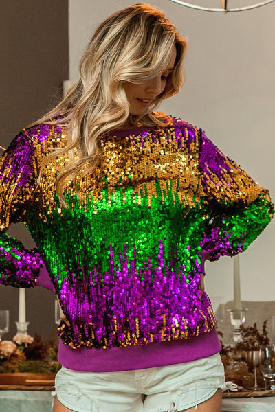 Mardi Gras Sequin Sweatshirt