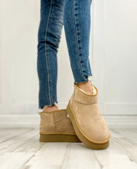 Corkys Room Service Booties-Camel Faux Suede