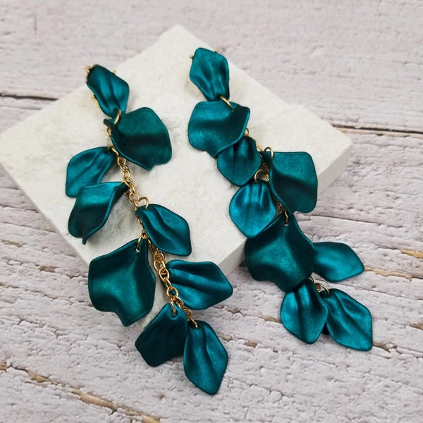 Rose Petal Drop Earrings-Multiple Colors