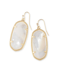 Kendra Scott Elle Gold Drop Earrings in Ivory Mother-of-Pearl