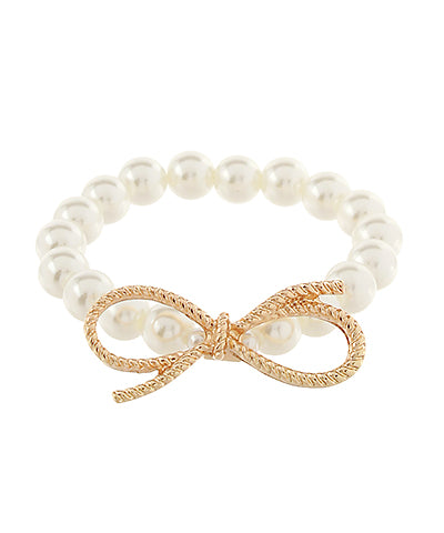 Pearl Bracelet with Metal Bow