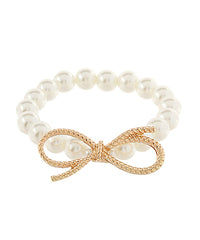 Pearl Bracelet with Metal Bow