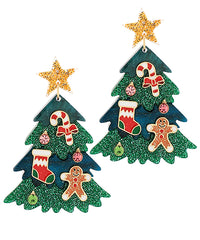 Decorated Christmas Tree Earrings-3 Colors