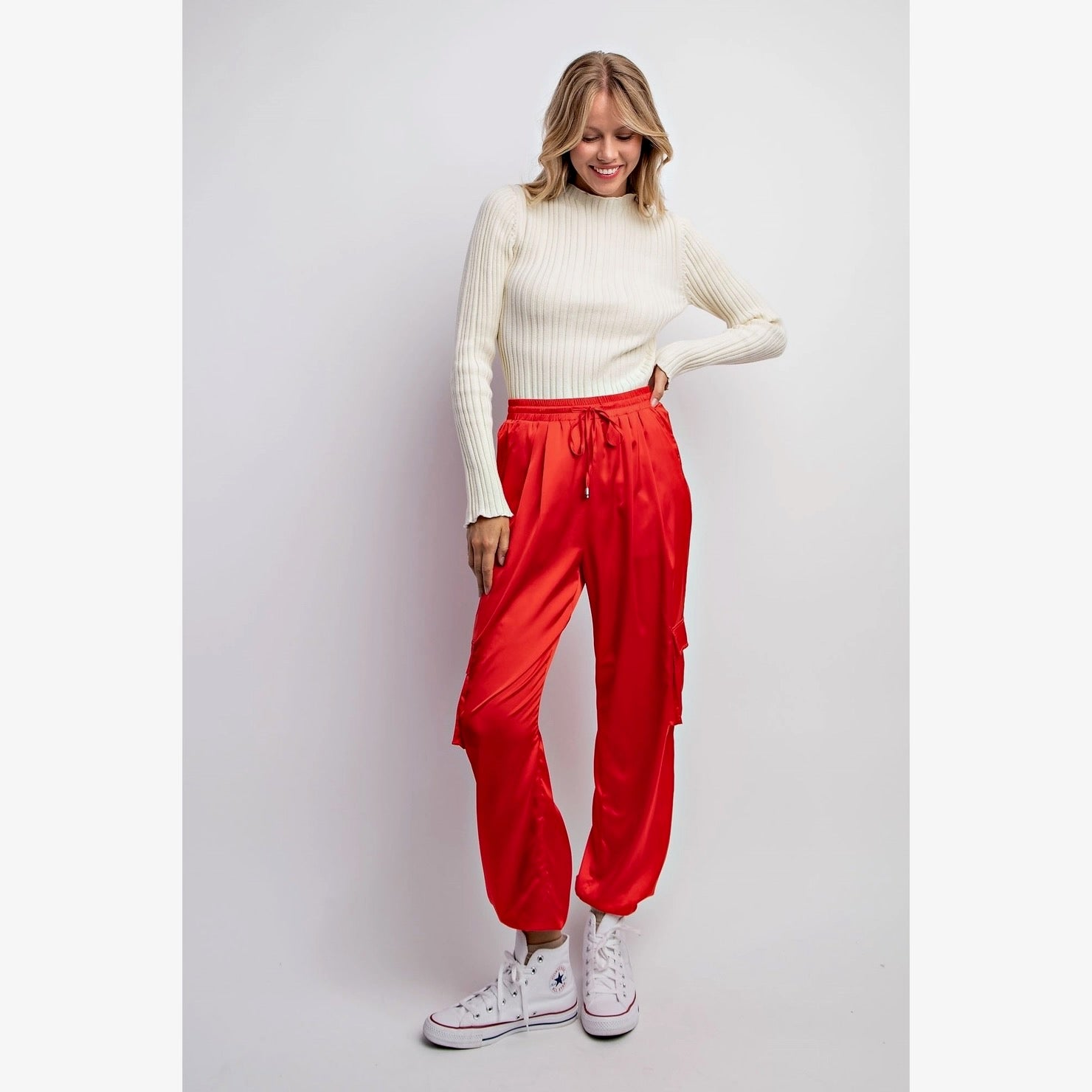 Linen joggers - Red - Ladies