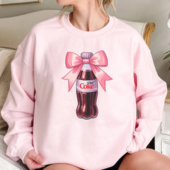 Coquette Sweatshirt Diet Coke Pink Bow Soda Bottle Pullover