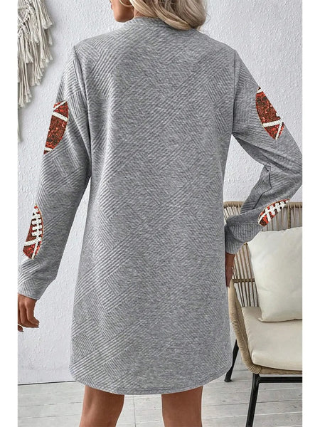 No Penalty Here Textured Long Sleeve Dress