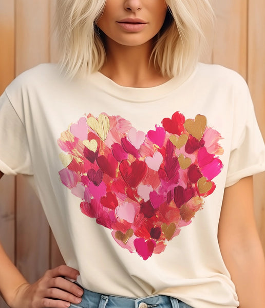 Brushstroke Valentine Heart Watercolor Love Graphic Tee