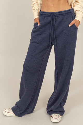 Lux Mineral Washed Flared Pants-Electric Blue