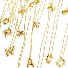 Initial Balloon Bubble 18K Gold Necklace