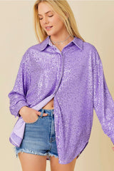 Mardi Gras Button Down Top