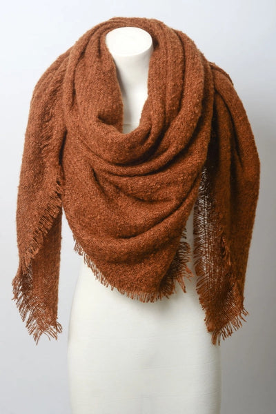 Cozy Mohair Open Work Square Blanket Scarf -Multiple Colors