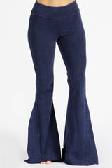 Lux Mineral Washed Flared Pants-Electric Blue