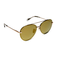 DIFF Lenox Brushed Gold Moss Mirror Polarized Sunglasses