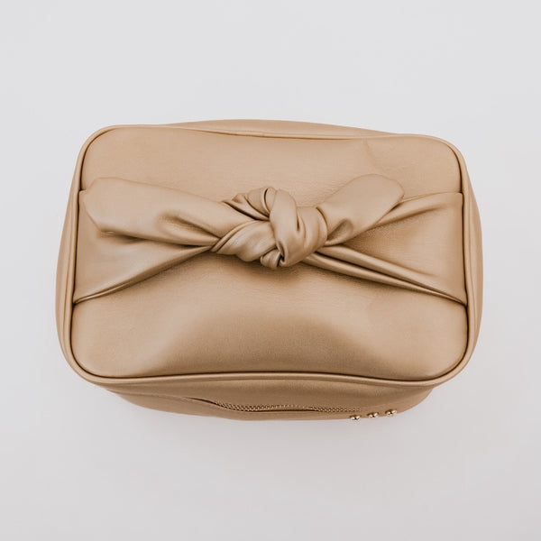 Holiday Gold Madelyn Bow Makeup Bag