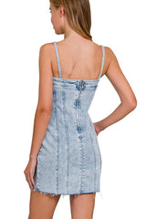 Aurora Acid Washed Denim Mini Dress