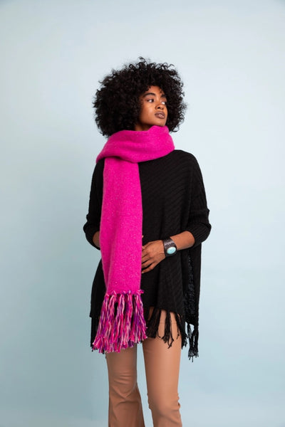 Fuchsia Speckle Frayed Border Bohemian