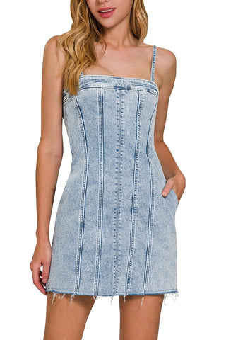 Aurora Acid Washed Denim Mini Dress