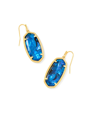 Kendra Scott Elle Gold Drop Earrings in Navy Abalone