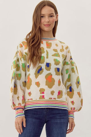 Sequin Rugby Graphic Corded Baggy Sweatshirt