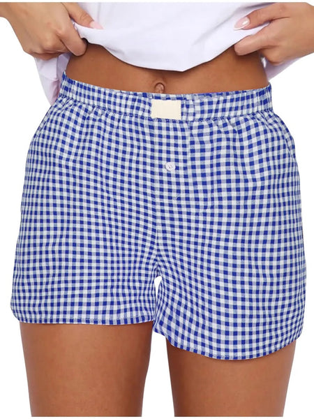 Gingham Pull-On Boxer Shorts-Multiple Colors