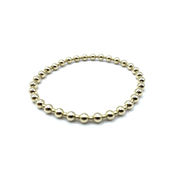 Gold Beads Bracelet 2mm 6.5 Inches