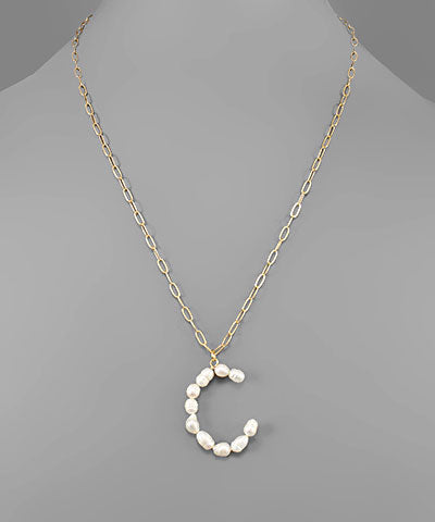 Pearl Initial Necklace-Multiple Options