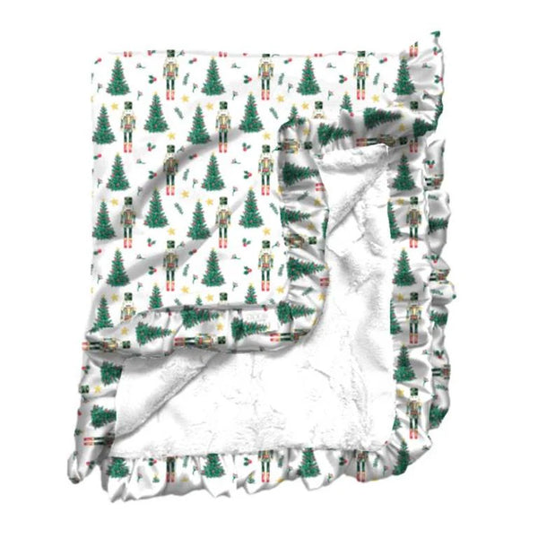 Holiday Traditions Satin Ruffle Blanket