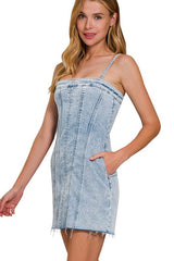 Aurora Acid Washed Denim Mini Dress