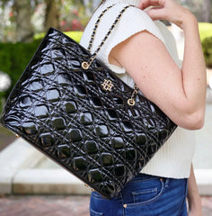 Quentin Quilted Tote Black