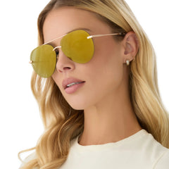 DIFF Lenox Brushed Gold Moss Mirror Polarized Sunglasses