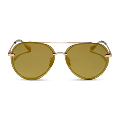 DIFF Lenox Brushed Gold Moss Mirror Polarized Sunglasses