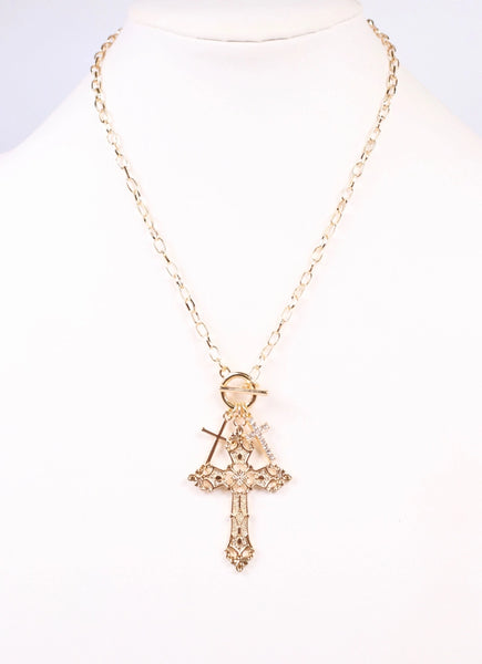 Koda Cross Charms Necklace Gold