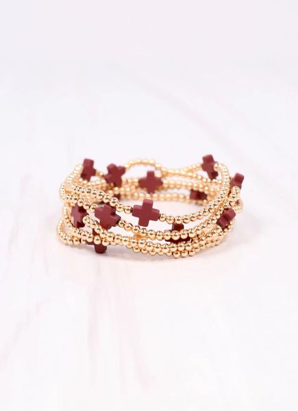 Brittany Cross Bracelet Set-Multiple Colors