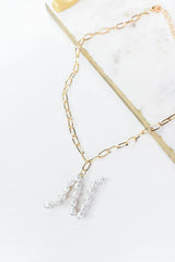 Gold/Pearl/Chain Linked Letter Necklace-Multiple Options