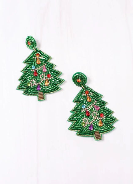 December Days Christmas Tree Earring Green