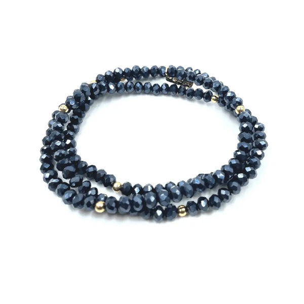 Erin Gray OG Shimmer Bracelet Stack in Metallic Navy + Gold Filled