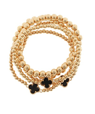 Clover Black Stretch Bracelet Set