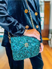 Evelyn Crossbody Emerald Sequin