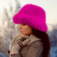 Fuzzy Faux Fur Bucket Hat-2 Colors