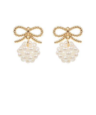 Bow & Pearl Cluster Earrings