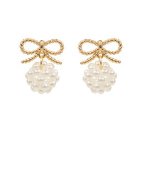 Bow & Pearl Cluster Earrings