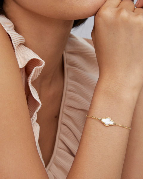 Kendra Scott Abbie Gold Satellite Chain Bracelet in Ivory Mother-of-Pearl