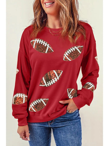 Sequin Rugby Football Helmet Game Day Sweatshirt