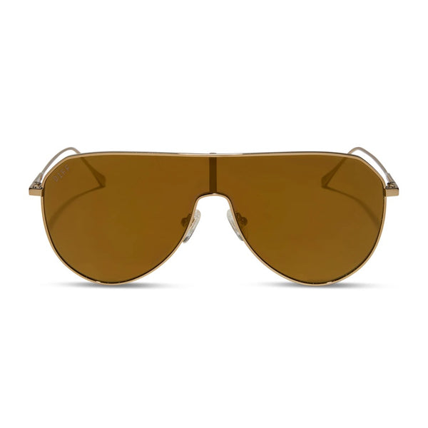 DIFF Dash Shield Copper Metal Brown Gold Flash Sunglasses