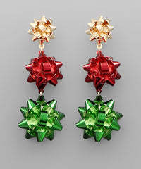 3 Christmas Gift Bow Earrings-2 Colors